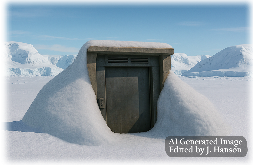 Snow-covered bunker entrance